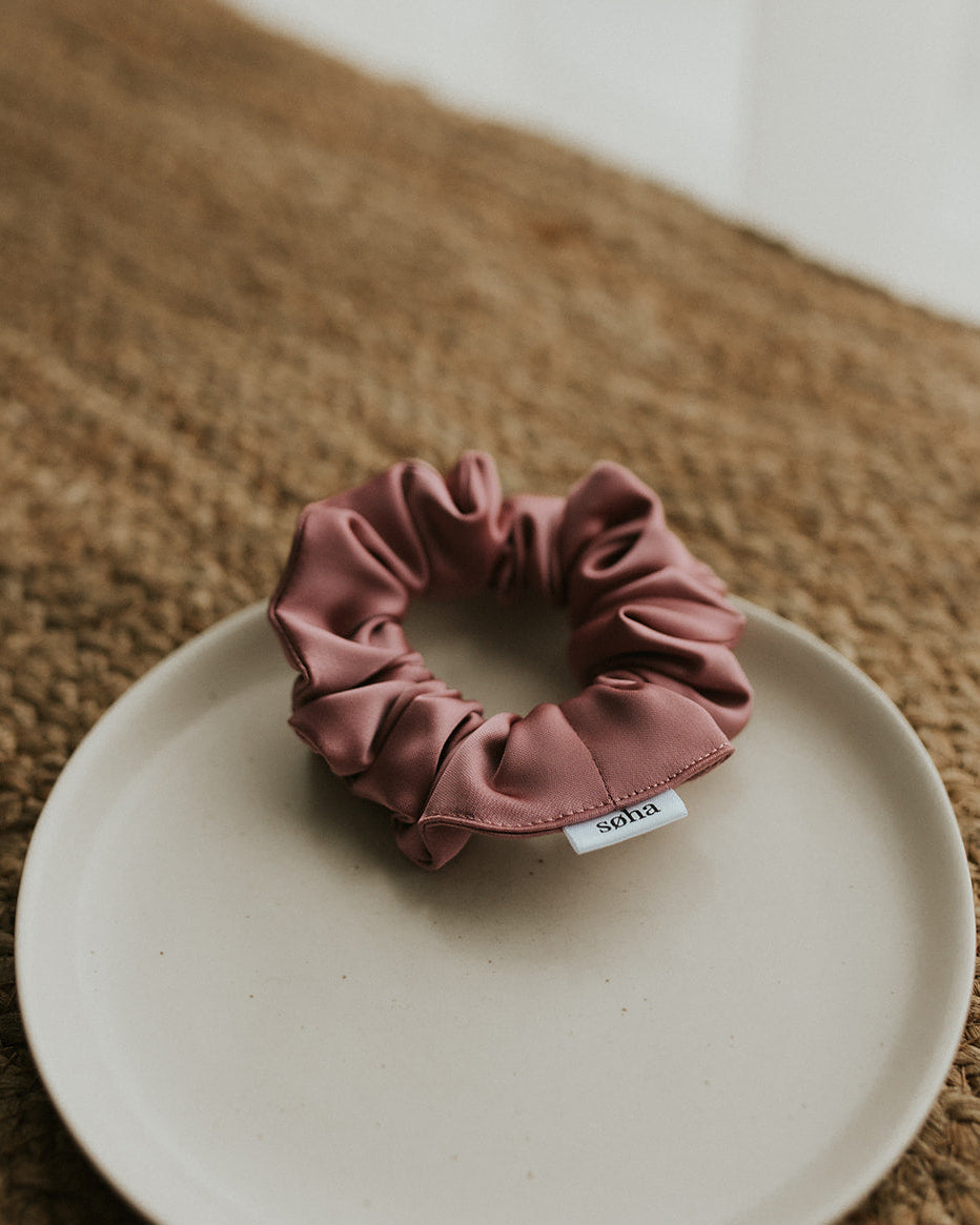 Chouchou en satin - Rose Vintage