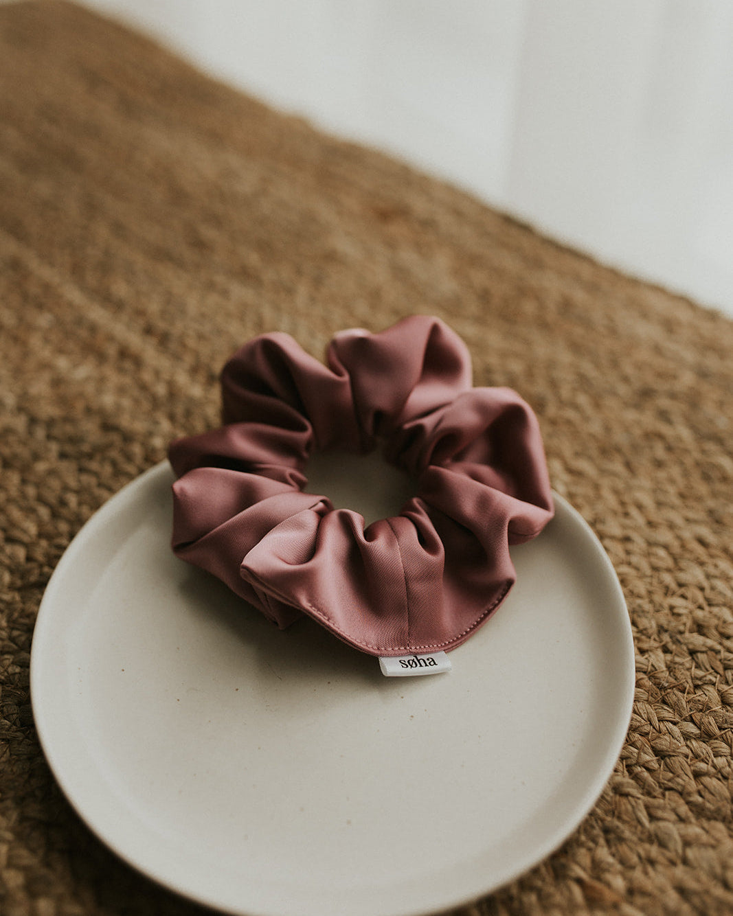 Chouchou en satin - Rose Vintage