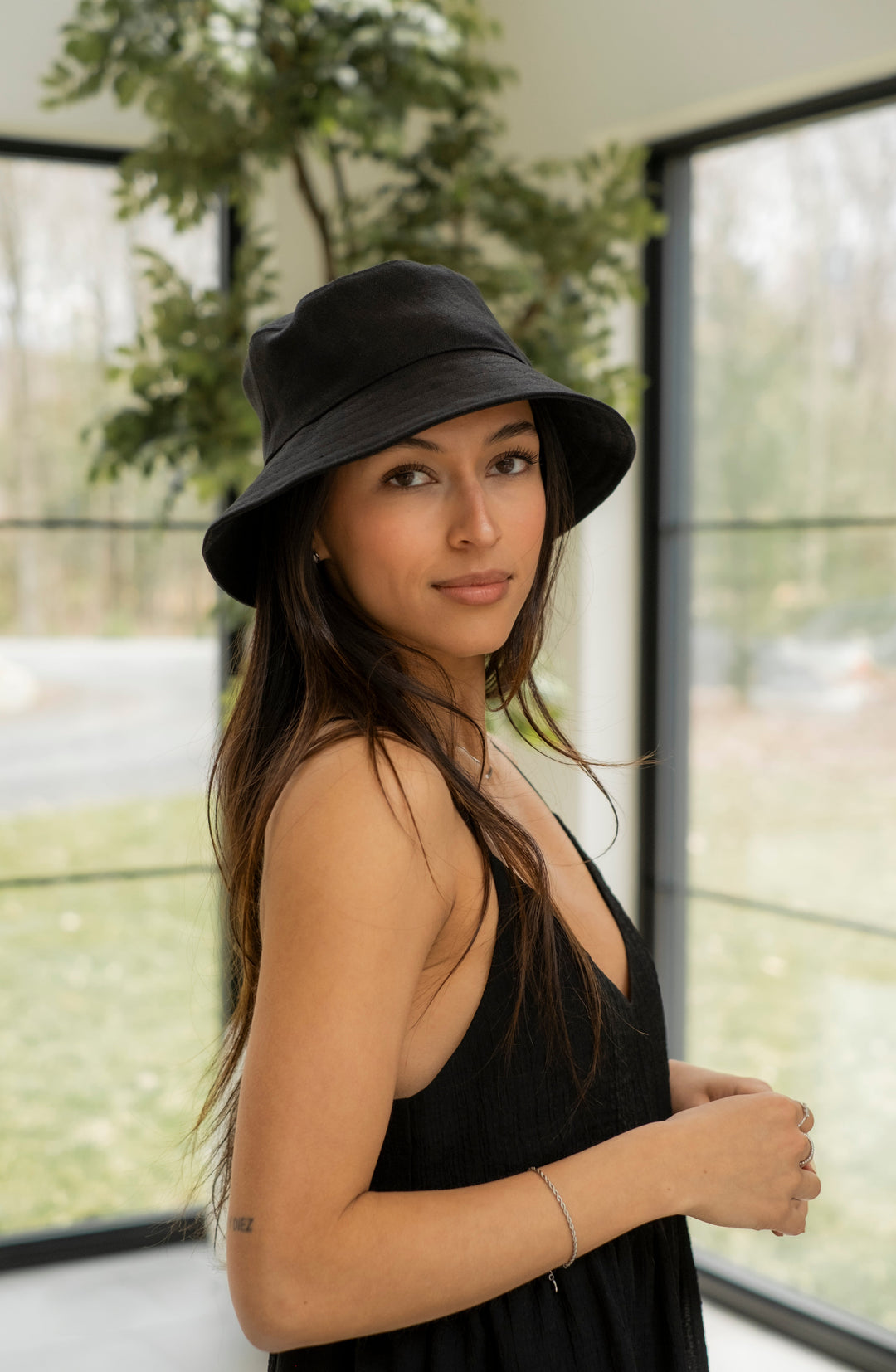 Bucket Hat 100 % lin - Noir