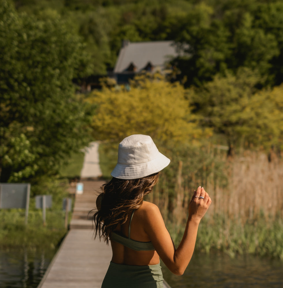 Bucket Hat 100 % lin - Blanc cassé