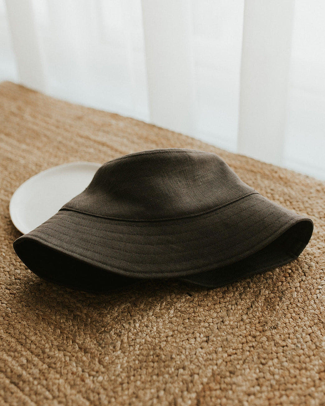 Bucket Hat 100 % lin - Charcoal
