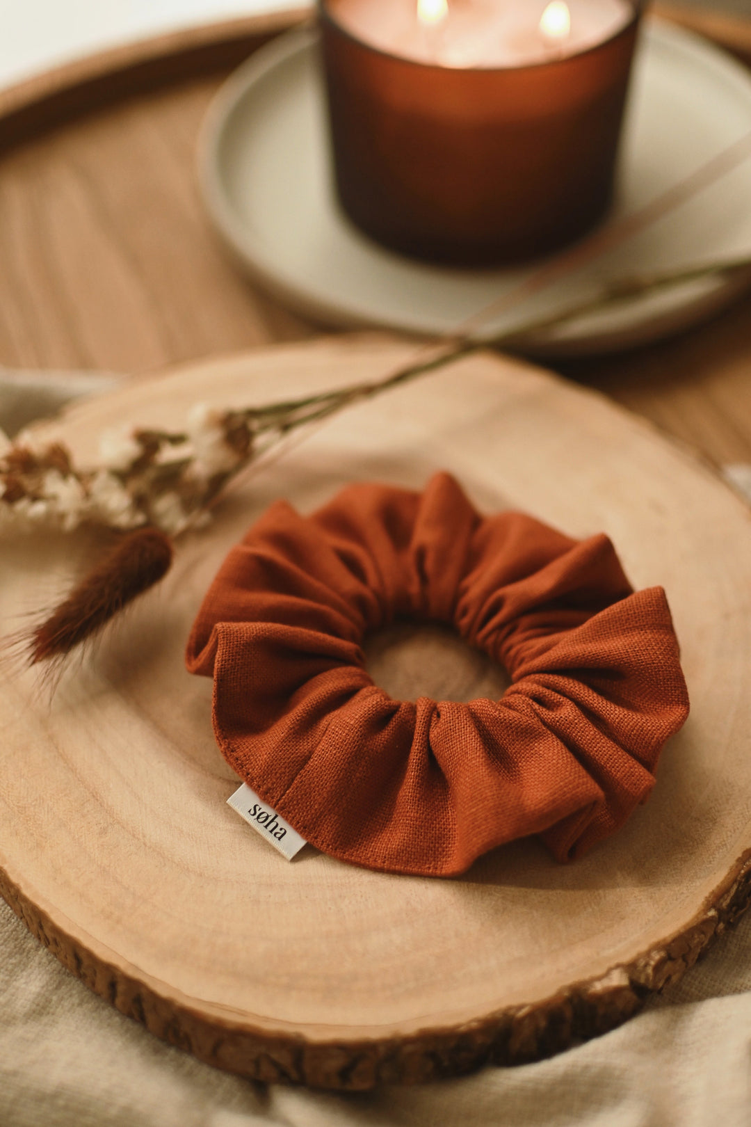 Linen scrunchie - Burnt orange