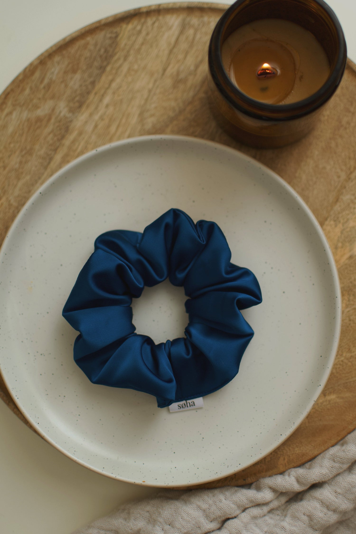 Chouchou en satin - Bleu royal