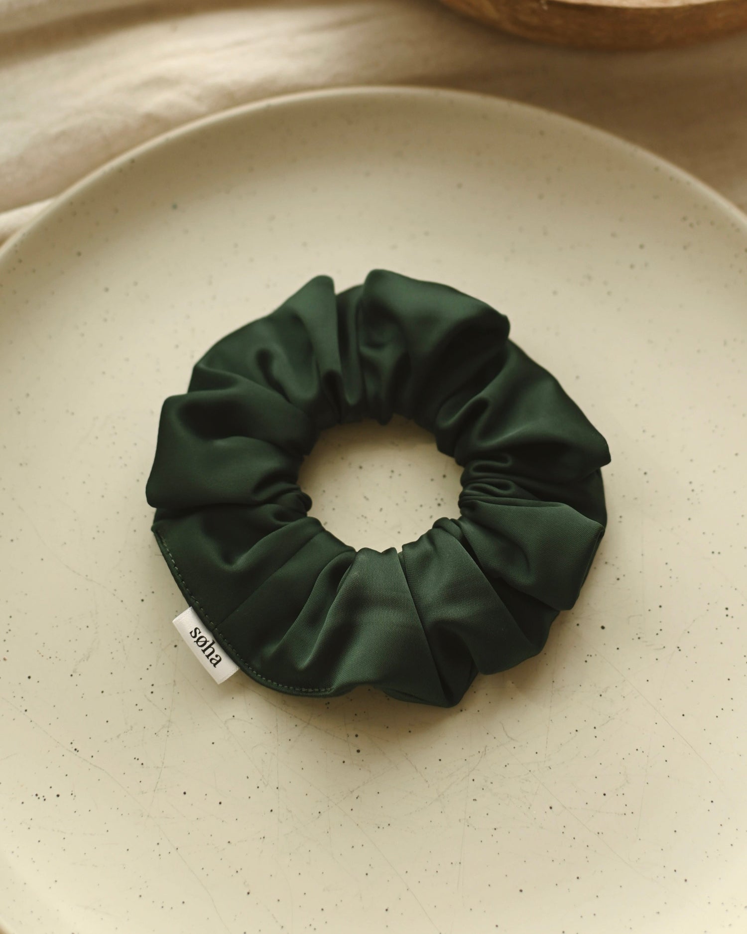 Chouchou en satin - Vert foncé