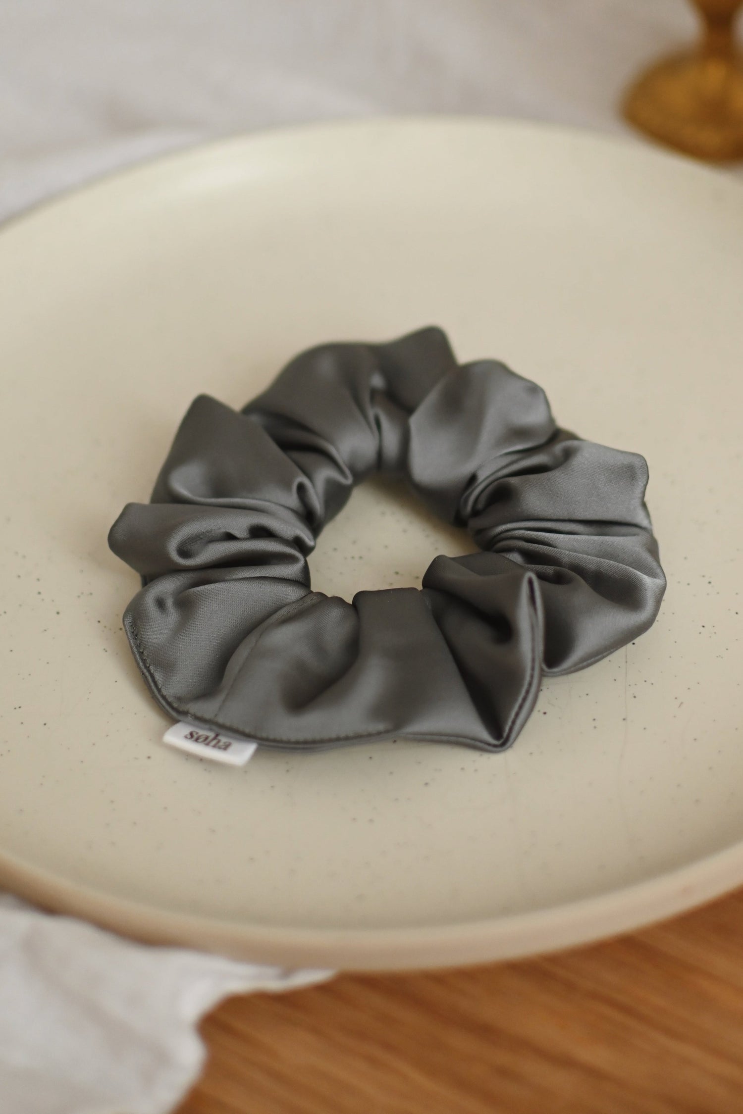 Chouchou en satin - Gris acier