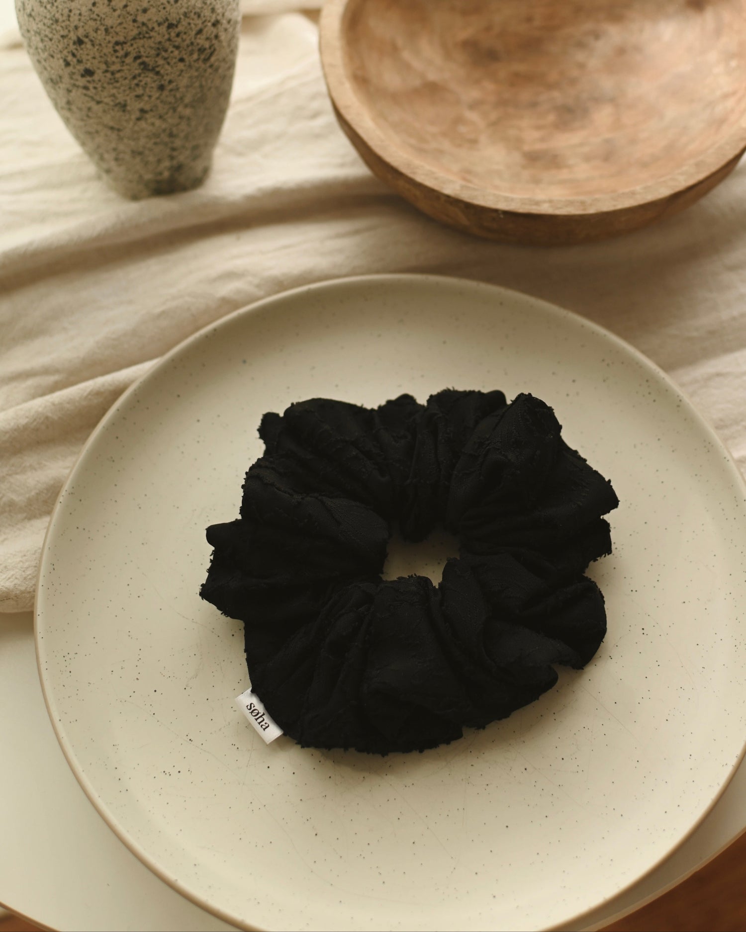 Chouchou texturé oversize - Noir