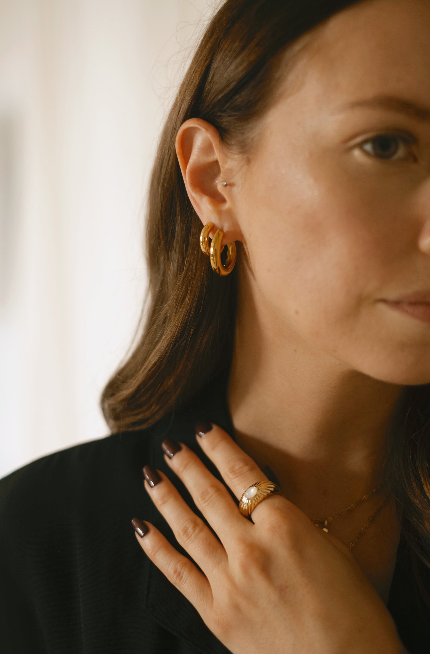 Boucles d'oreilles Bold Hoops 24 mm - Plaqué Or