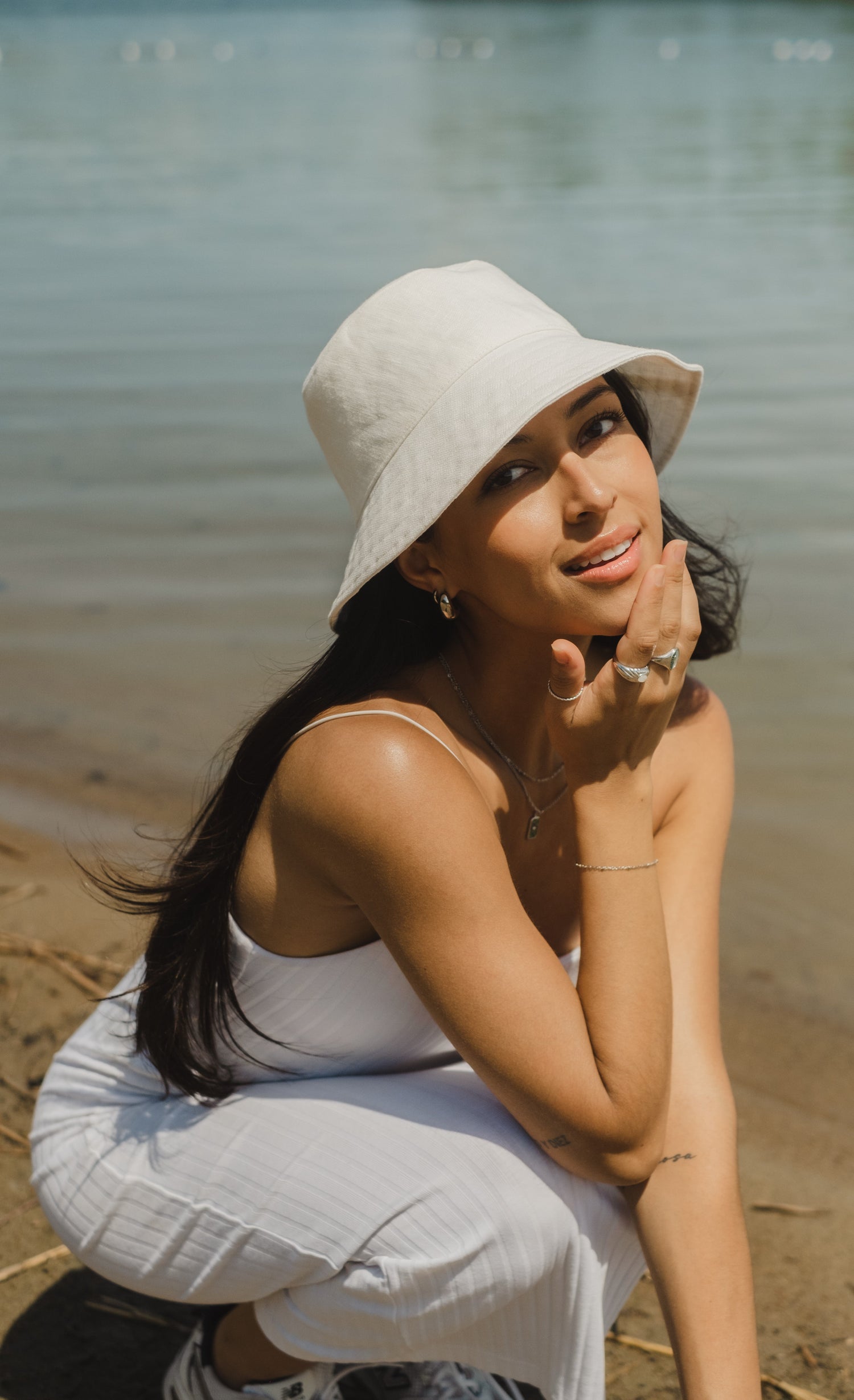 Bucket Hat 100 % lin - Crème